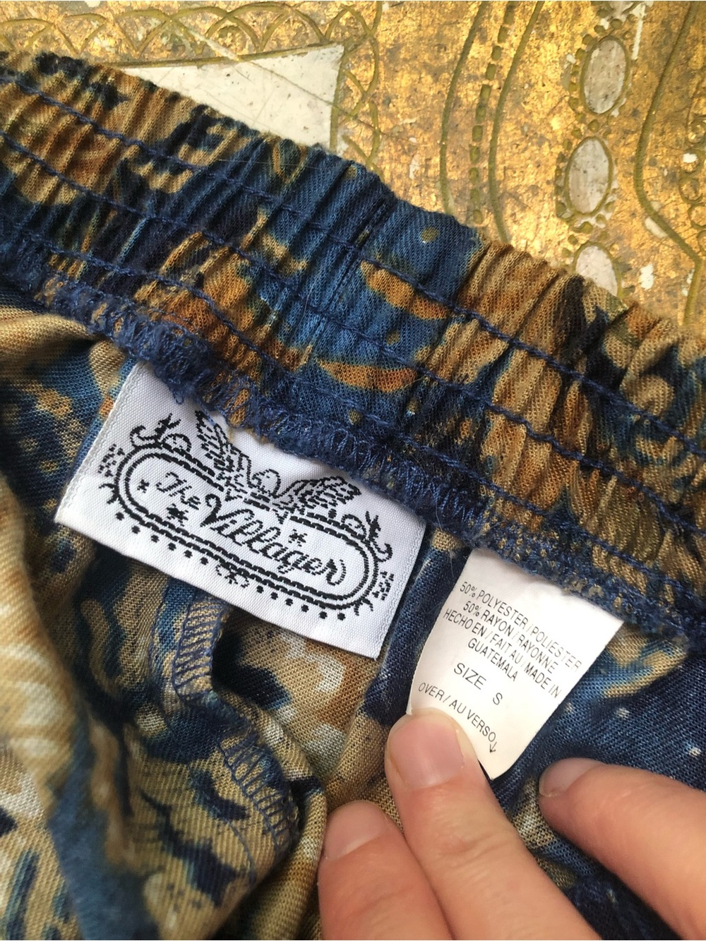 Vintage Blue and Gold Pattern Skirt Celestial Vibes - Picture 5 of 6